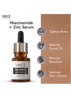 VINCE Niacinamide 10% Zinc 1% Serum – Advanced Formula to Tighten Large Pores, Control Oil, Reduce Acne & Blemishes – Improves Skin Texture for Soft, Smooth, Firm, and Radiant Skin, 30ml  - Image 3