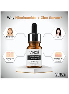 VINCE Niacinamide 10% Zinc 1% Serum – Advanced Formula to Tighten Large Pores, Control Oil, Reduce Acne & Blemishes – Improves Skin Texture for Soft, Smooth, Firm, and Radiant Skin, 30ml  - Image 4