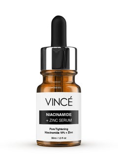 VINCE Niacinamide 10% Zinc 1% Serum – Advanced Formula to Tighten Large Pores, Control Oil, Reduce Acne & Blemishes – Improves Skin Texture for Soft, Smooth, Firm, and Radiant Skin, 30ml  - Image 1