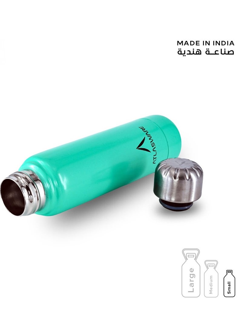 Atlasware - Water Bottle with a Capacity of 220 ml, Stainless Steel Water Bottle that keeps Cold for 30 Hours and Keeps Heat for 8 Hours, Tiffany - Image 1
