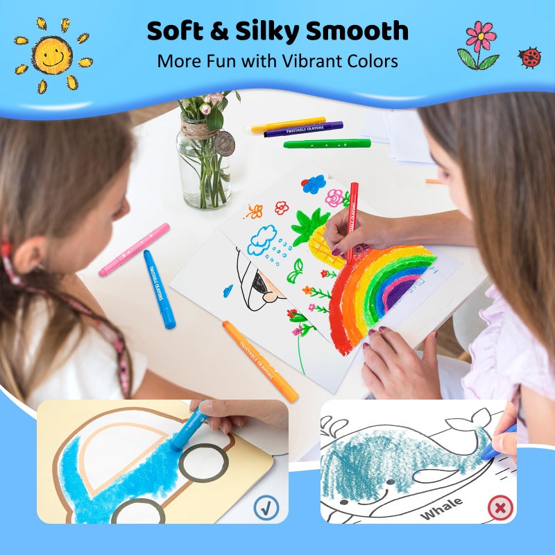 Kerifi Washable Jumbo Crayons  12 Colors Silky Smooth Watercolor Gel Crayons Set  Twistable Non-Toxic Crayons For Kids 2-4 And 4-8  Art Supplies For Coloring Book For Gifts And School Projects - Image 2
