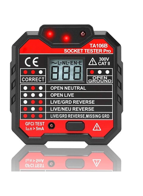 Socket Tester, Mains Outlet Tester with Voltage Display, Automatic Electric Circuit Polarity Detector, Wall Plug Breaker Finder（UK Plug）