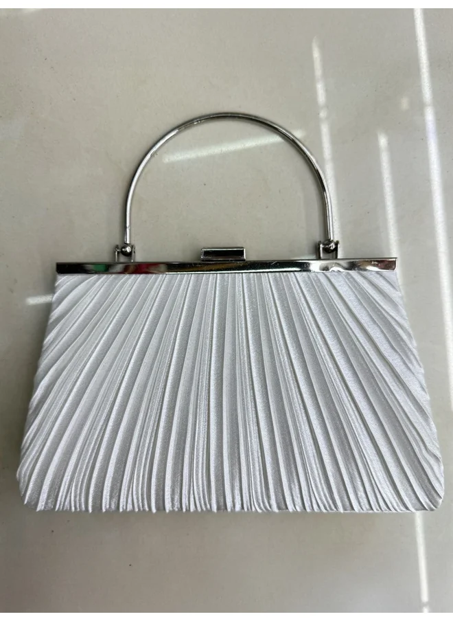 Styli Styli Pleated Metallic Clutch with Chain Strap