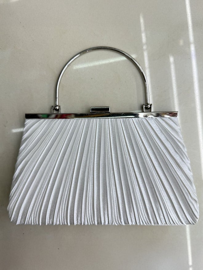 Styli Styli Pleated Metallic Clutch with Chain Strap 