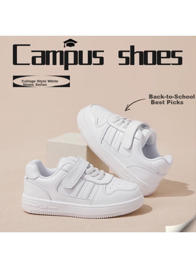 Follow Me Uni Kids White Shoes Children's Canvas Shoes Spring Autumn Fashion Breathable Campus Soft Bottom Casual Shoes College White Size 34 - Image 1