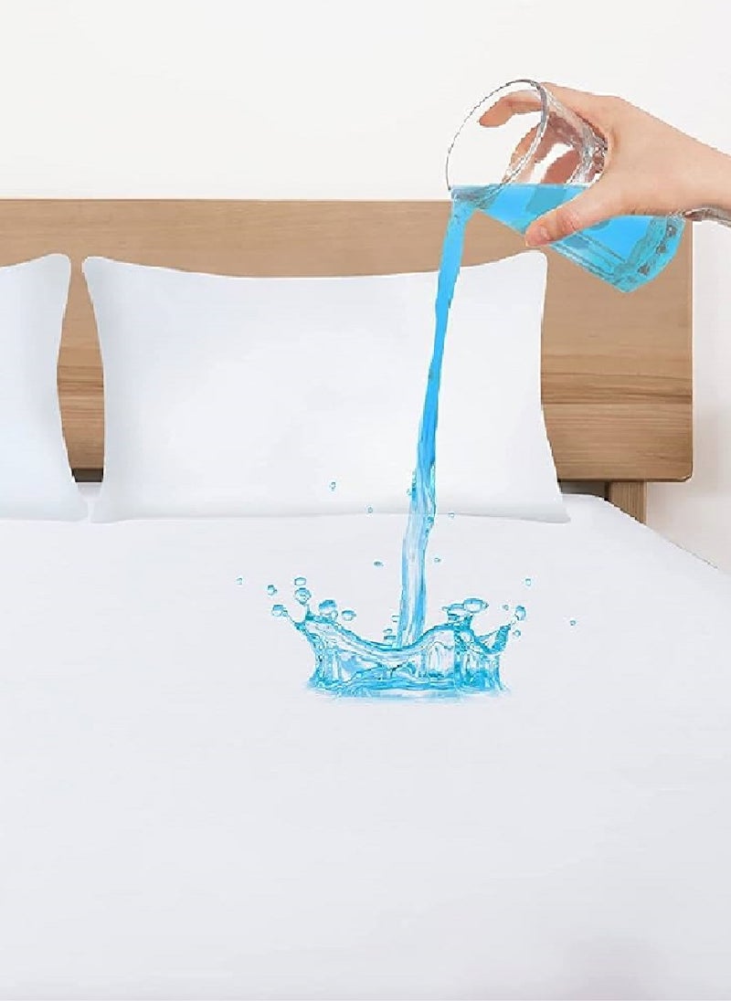 Blueberry Waterproof Terry Towel Mattress Protector Ultra-Soft Mattress Cover 140X200+25cm  - Image 1