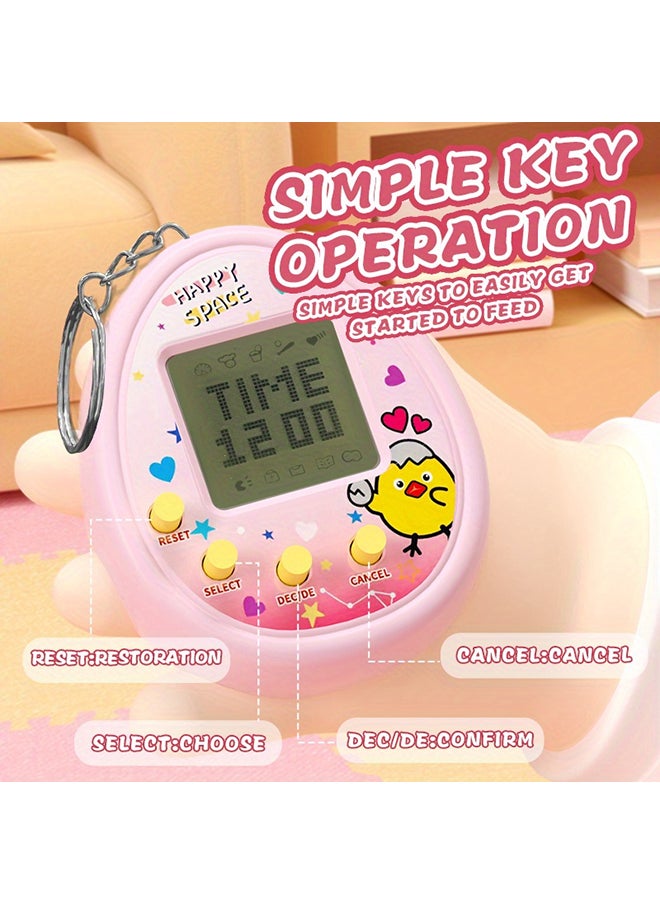null - Certified Electronic Pet Machine Virtual Pet Handheld Mini Game Console（Pink） - Image 1