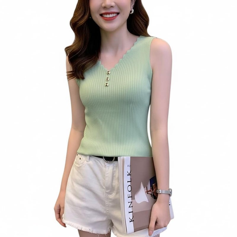 BROGBUS Women's Summer Camisole Women Tank Top Korean Style Casual Tops Female Tee - Image 1
