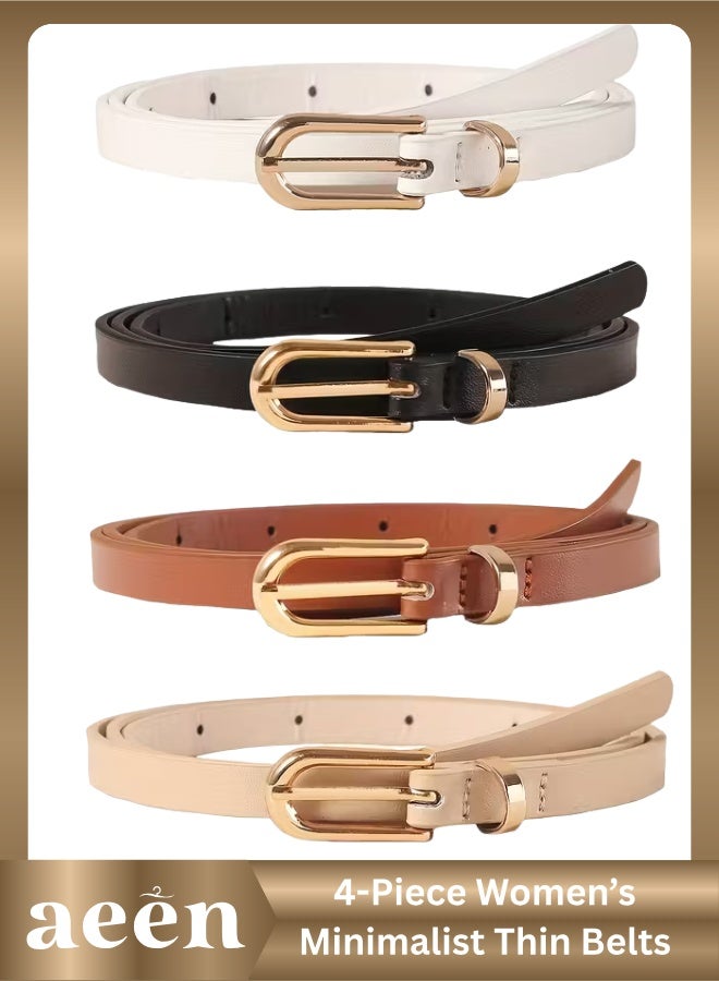 aeen 4-Piece Women’s Minimalist Thin PU Belts with Pin Buckle | Versatile Skinny Waist Belts for Dresses & Jeans - Image 1