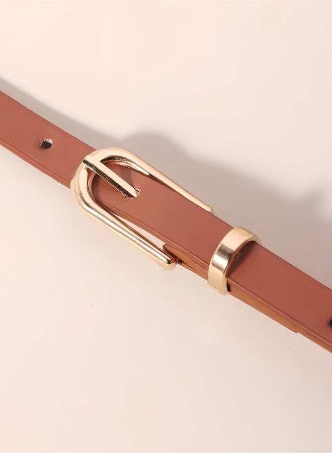aeen 4-Piece Women’s Minimalist Thin PU Belts with Pin Buckle | Versatile Skinny Waist Belts for Dresses & Jeans - Image 4