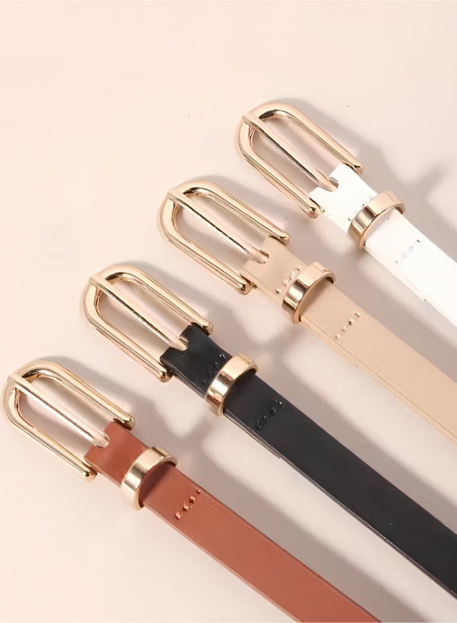 aeen 4-Piece Women’s Minimalist Thin PU Belts with Pin Buckle | Versatile Skinny Waist Belts for Dresses & Jeans - Image 2