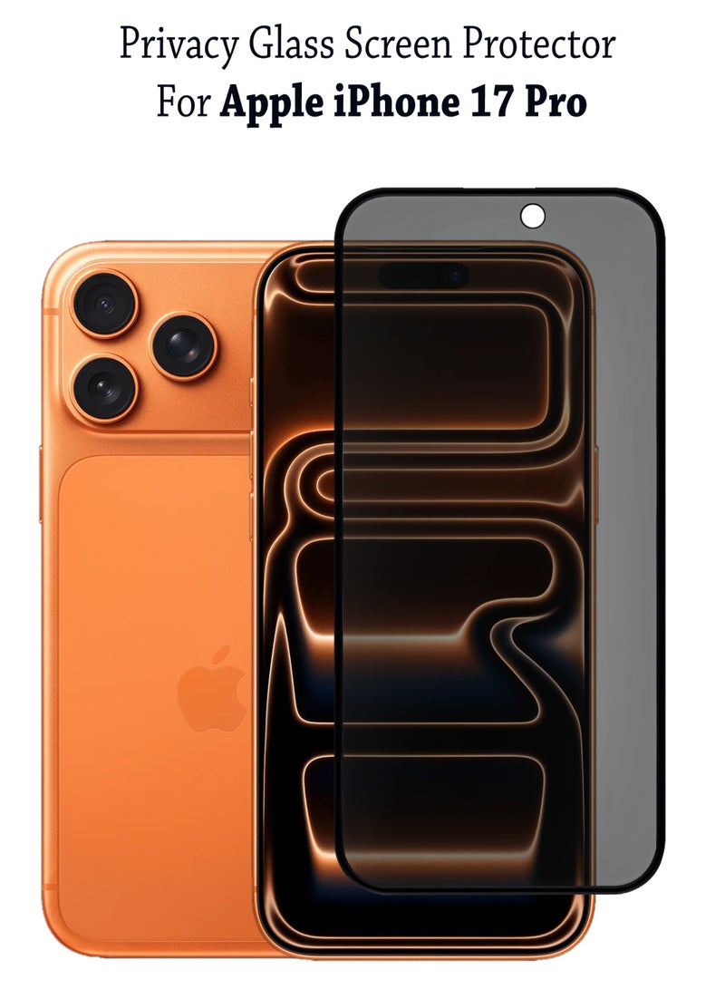 Apple iPhone 17 Pro Privacy Invisible Shield Tempered Glass Full Glue Screen Protector |Premium Edge to Edge Anti Spy Privacy Tempered Glass For with Easy Installation Kit - Privacy Glass - Image 1