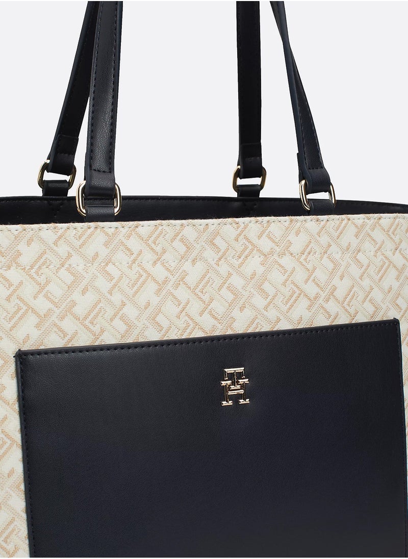 Tommy Hilfiger Plus Tommy Hilfiger Plus TH Monogram Jacquard Canvas Tote  - Image 4