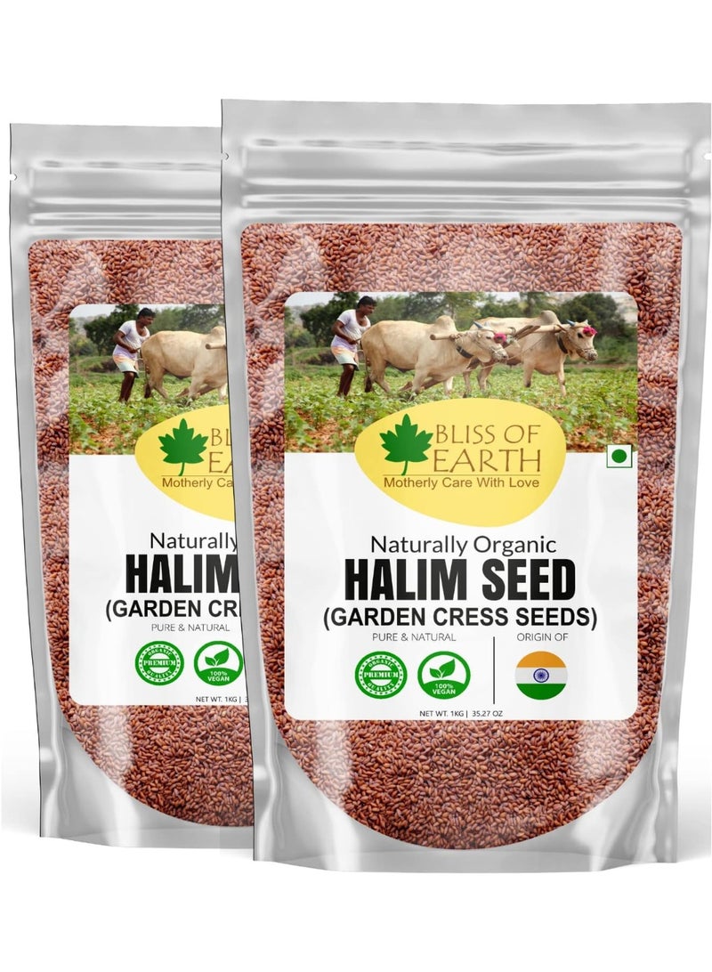 BLISS OF EARTH Halim Seeds Organic for Eating Aliv Seeds for Hair and Immunity Booster Foods Pack of 2x1kg - Image 1