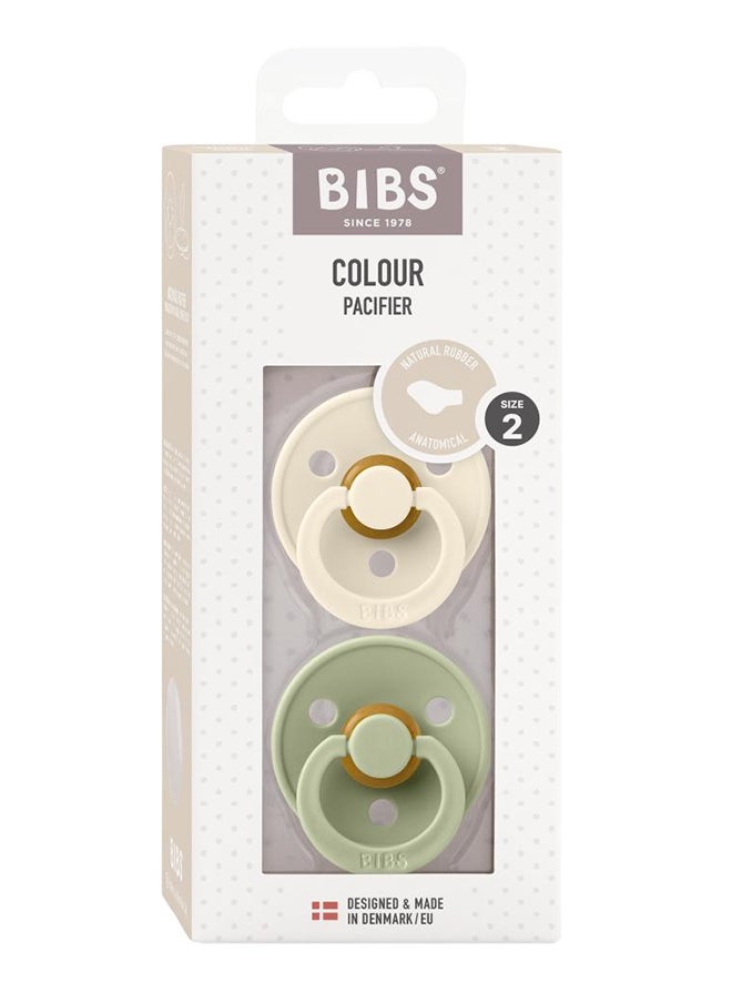 BIBS - Liberty Colour Latex Pacifiers, Size 1, Capel Design, 2-Pack, Sage Mix - Image 1