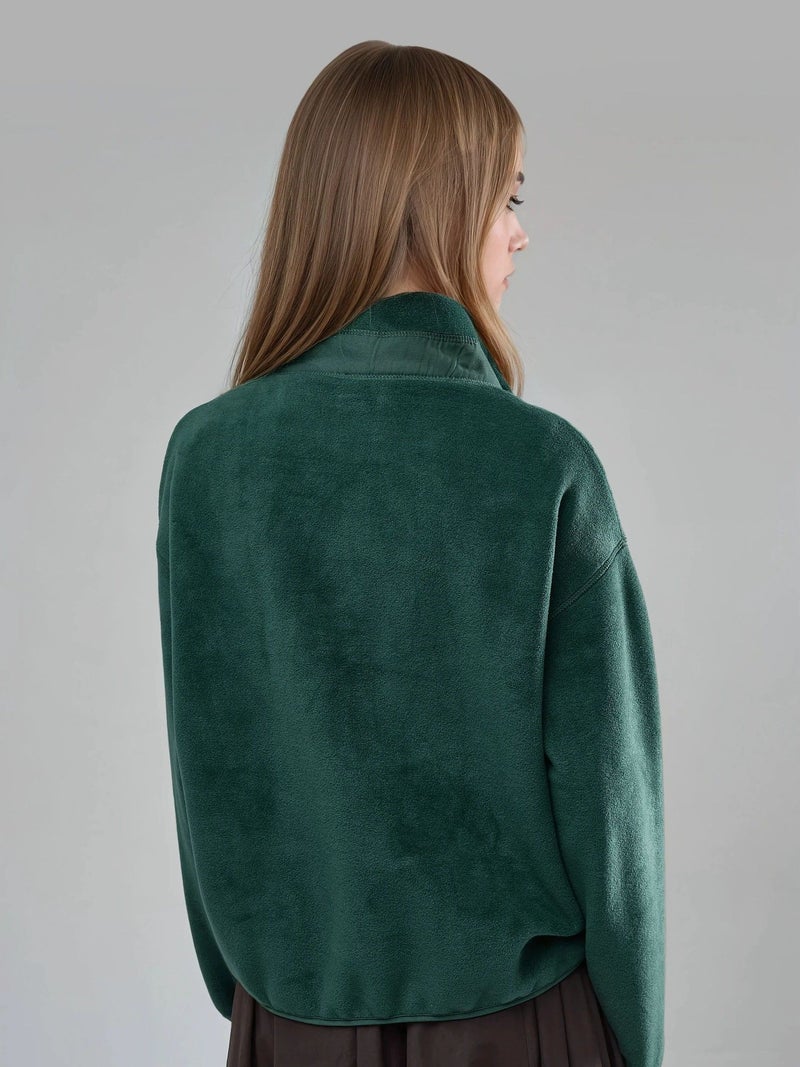 BUSEM Zipper Collar Plush Knit Sweatshirt with Pocket - Image 2