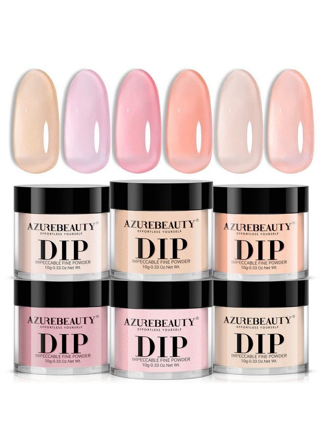 AZUREBEAUTY - AZUREBEAUTY Dip Powder Set 6 Pcs Translucent Nude Pink Sheer Color, Natural Clear Dipping Powder Milky Jelly Effect French Nail Art Starter Manicure Salon DIY at Home - Image 1