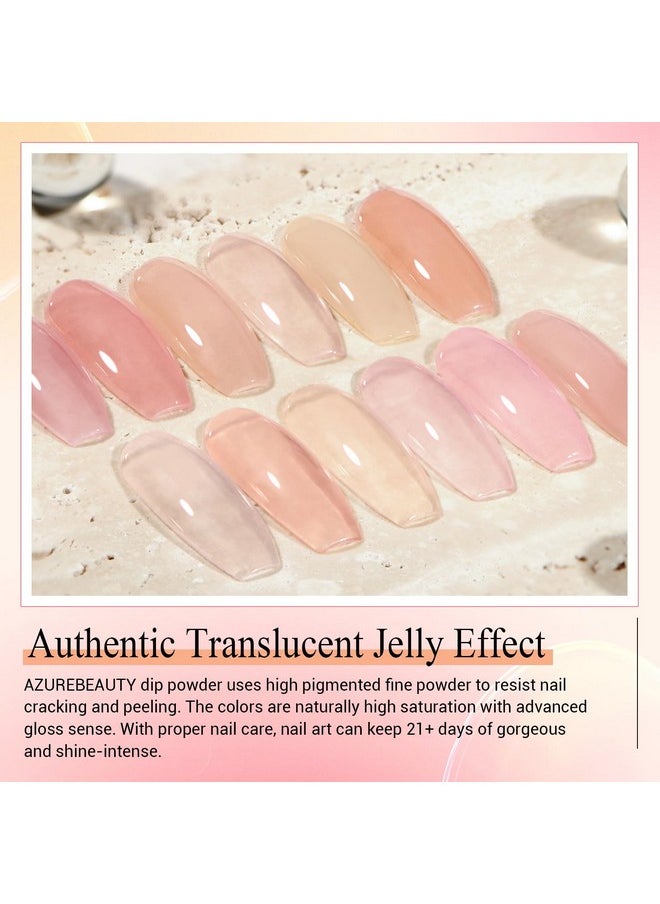 AZUREBEAUTY - AZUREBEAUTY Dip Powder Set 6 Pcs Translucent Nude Pink Sheer Color, Natural Clear Dipping Powder Milky Jelly Effect French Nail Art Starter Manicure Salon DIY at Home - Image 1