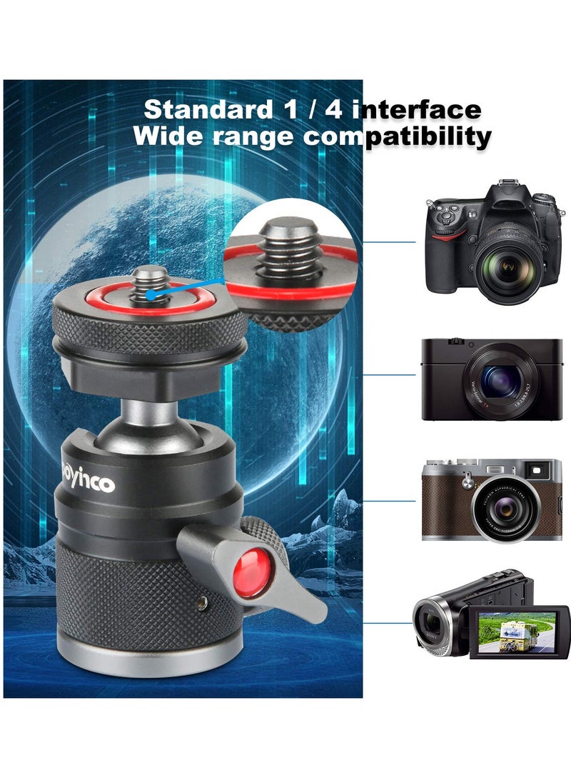 Excefore Camera Tripod Mini Ball Head Adapter, 360 Degree Rotatable Aluminum Tripod Head, 1/4" Screw Cold Shoe Mount for DSLR Cameras HTC Vive Tripods Monopods Camcorder Light Stand  - Image 4