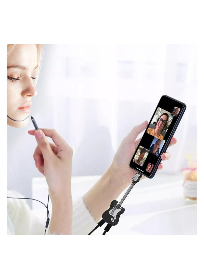 Barakah محول USB C إلى 3.5 مم للصوت، محول سماعات USB C وشاحن، 2 في 1 AUX ميكروفون جاك عالي الدقة DAC وشحن سريع 60 واط، متوافق مع أندرويد آيباد ماك بوك (أسود) - Image 3