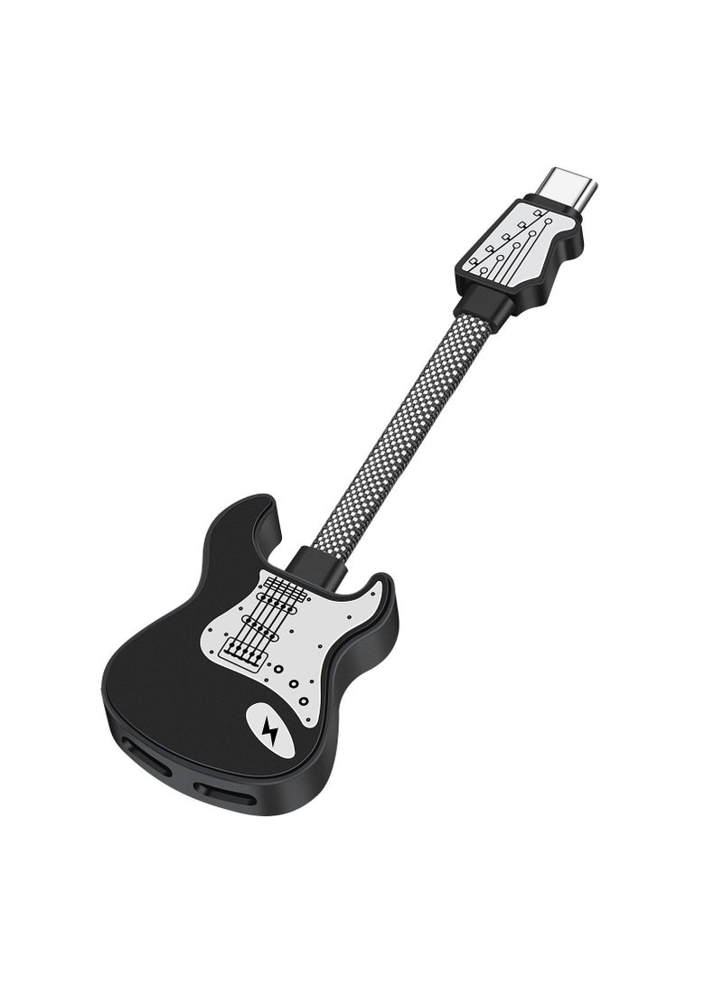 Barakah محول USB C إلى 3.5 مم للصوت، محول سماعات USB C وشاحن، 2 في 1 AUX ميكروفون جاك عالي الدقة DAC وشحن سريع 60 واط، متوافق مع أندرويد آيباد ماك بوك (أسود) - Image 1