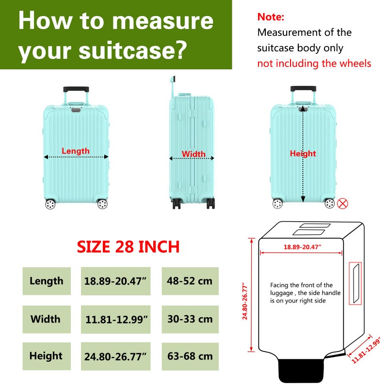 YHOUSE Suitcase Covers For Luggage, 28 Inch Clear PVC Luggage Covers Protector Full Thicken Transparent Waterproof Suitcase Sleeve With Large Velcro for 28" Wheeled Suitcases - Image 2