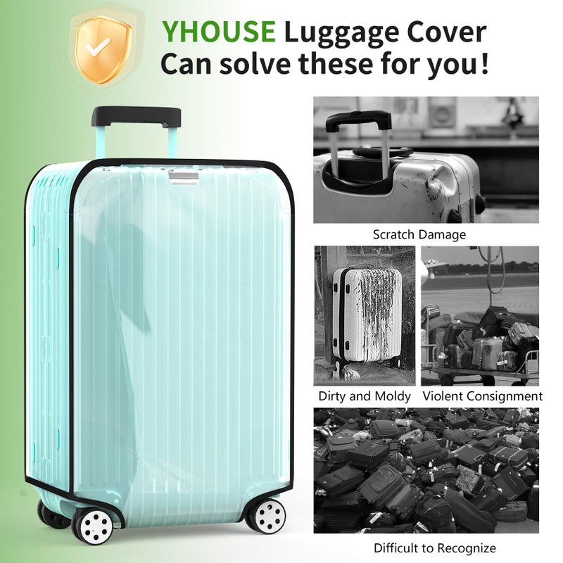 YHOUSE Suitcase Covers For Luggage, 28 Inch Clear PVC Luggage Covers Protector Full Thicken Transparent Waterproof Suitcase Sleeve With Large Velcro for 28" Wheeled Suitcases - Image 4