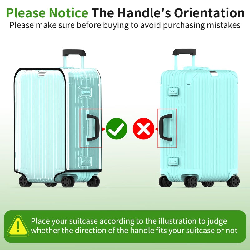 YHOUSE Suitcase Covers For Luggage, 28 Inch Clear PVC Luggage Covers Protector Full Thicken Transparent Waterproof Suitcase Sleeve With Large Velcro for 28" Wheeled Suitcases - Image 3