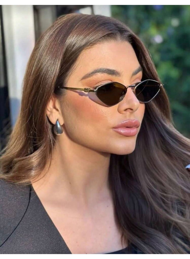 شي إن نظارات عصرية معدنية على شكل ماسة نظارات عصرية متعددة الاستخدامات أسود - Image 4