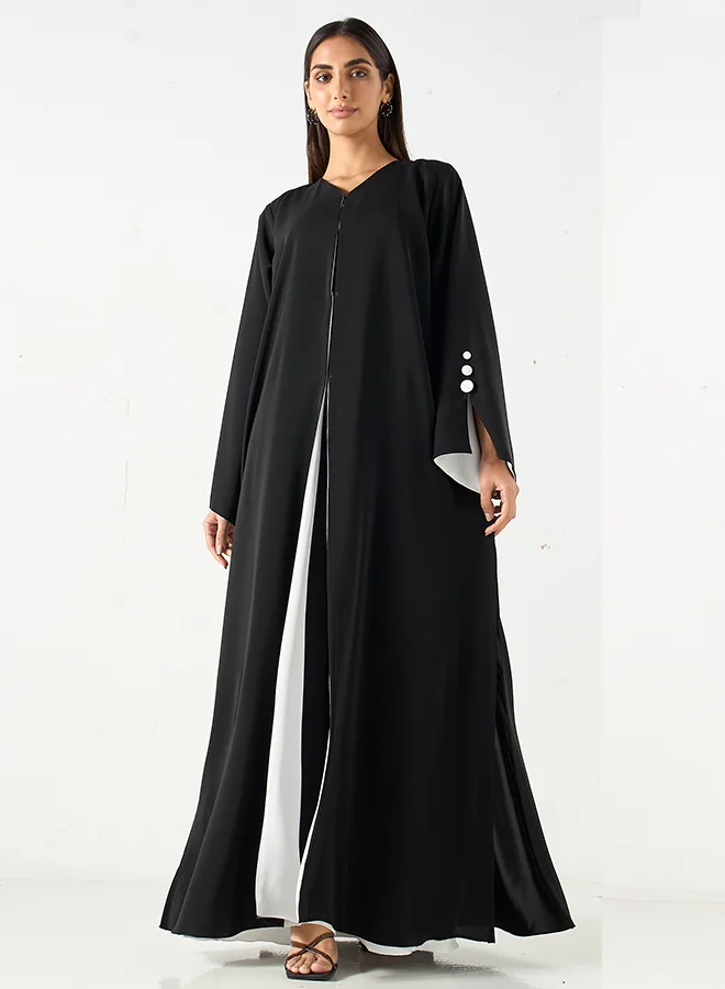 Hadiyath Al Madinah Flowy Black Abaya - HM