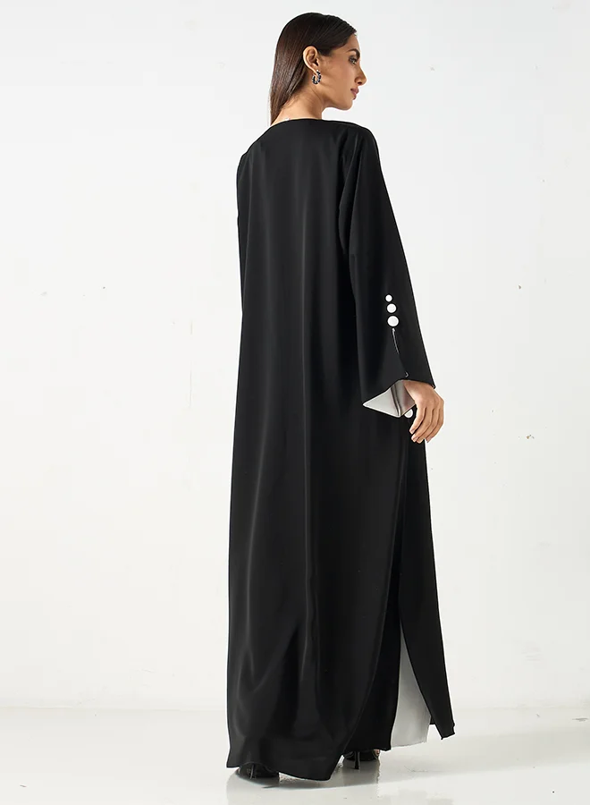 Hadiyath Al Madinah Flowy Black Abaya - HM