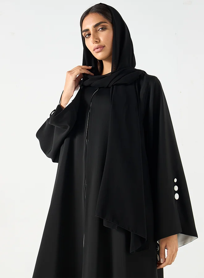 Hadiyath Al Madinah Flowy Black Abaya - HM