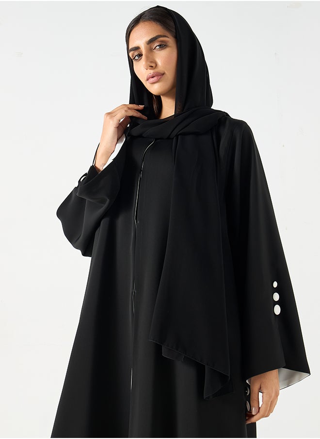 Hadiyath Al Madinah - Flowy Black Abaya - HM - Image 1