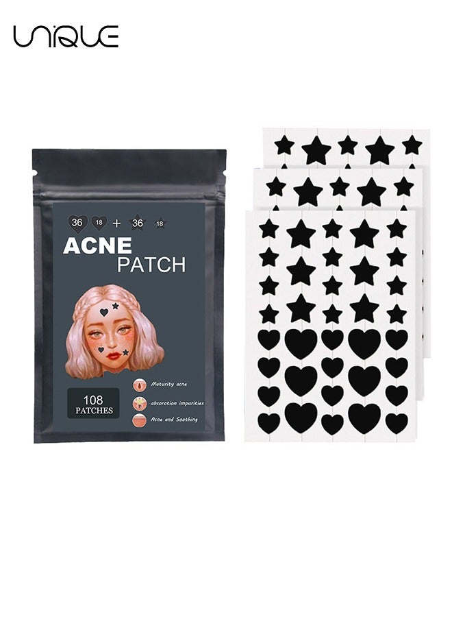 يونيك 108 قطع حب الشباب التصحيح ، بقع حب الشباب الغرواني المائي لتغطية البثور والعيوب ، ملصقات بقعة لطيف للعناية بالبشرة - Image 1