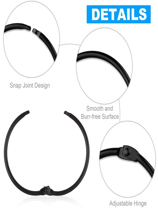 TCMAO 24 Pack Shower Curtain Rings, Rustproof Decorative Metal Round Shower Curtain Hooks for Bathroom Shower Rod (Black) - Image 3