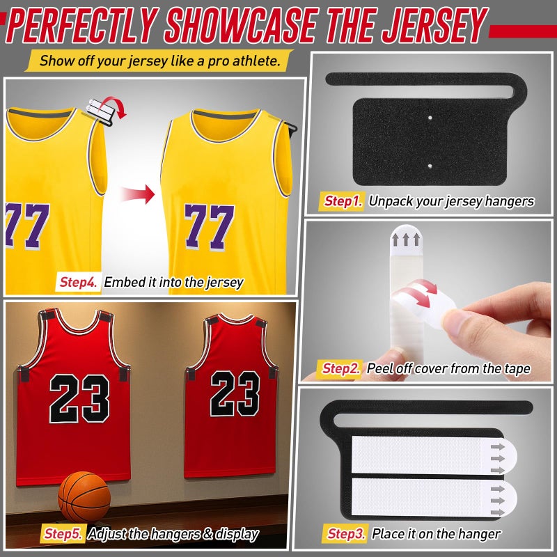 ElectricWise Strong Adhesive Invisible Jersey Hanger for Wall - 4 Pack No Drill Jersey Frame Display, Damage Free Hanging for 1-2 lbs Weight, Perfect for Sports Jerseys Display Case & Memorabilia - Image 5