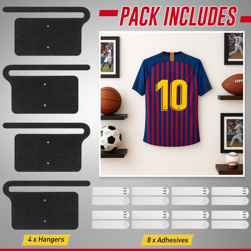 ElectricWise Strong Adhesive Invisible Jersey Hanger for Wall - 4 Pack No Drill Jersey Frame Display, Damage Free Hanging for 1-2 lbs Weight, Perfect for Sports Jerseys Display Case & Memorabilia - Image 4