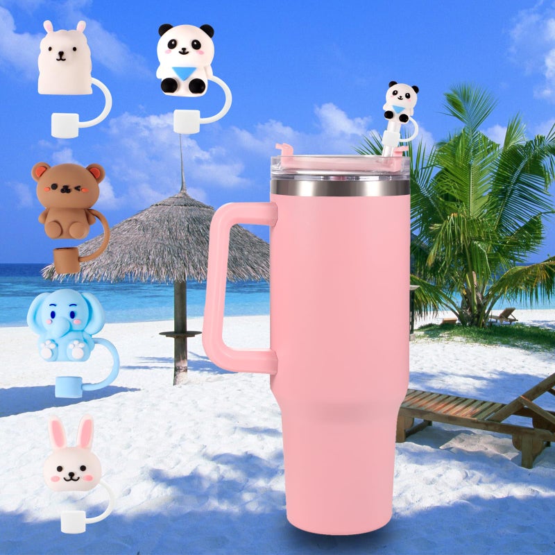 DALOO 15 PCS Cute Silicone Straw Cover Cap for Stanley Cup Accessories,Simple Modern Straw Covers,10mm Straw Topper Compatible with 30&40 Oz Tumbler - Image 3