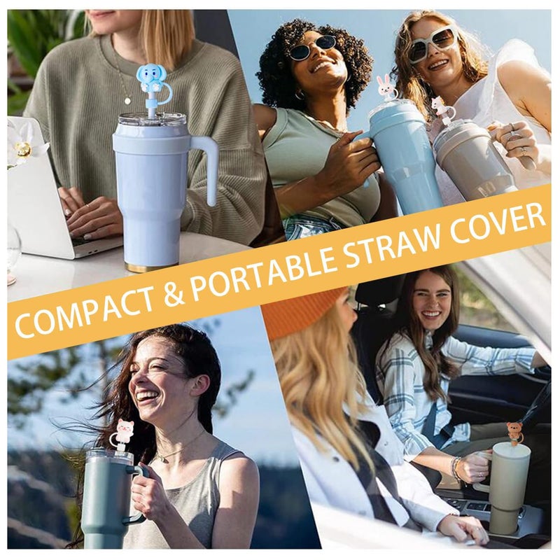 DALOO 15 PCS Cute Silicone Straw Cover Cap for Stanley Cup Accessories,Simple Modern Straw Covers,10mm Straw Topper Compatible with 30&40 Oz Tumbler - Image 2