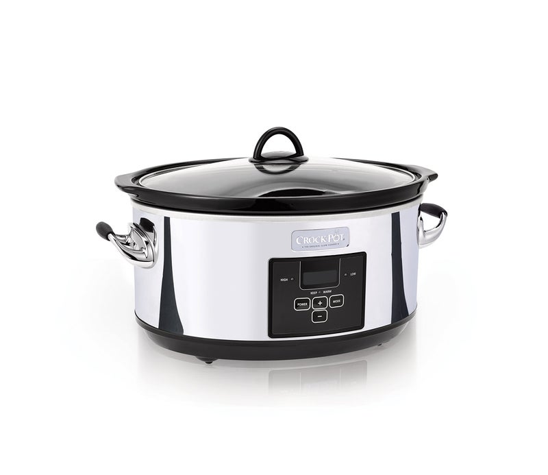 Crock-Pot CrockPot 7 Quart Programmable Slow Cooker with Digital Timer Food Warmer Polished Platinum Perfect for Everyday Meals and Entertaining 