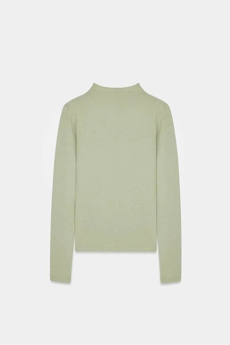 Dilvin Sage Green DILVIN Slim Fit Long Sleeve Half Turtleneck Top for Women | Best Price UAE
