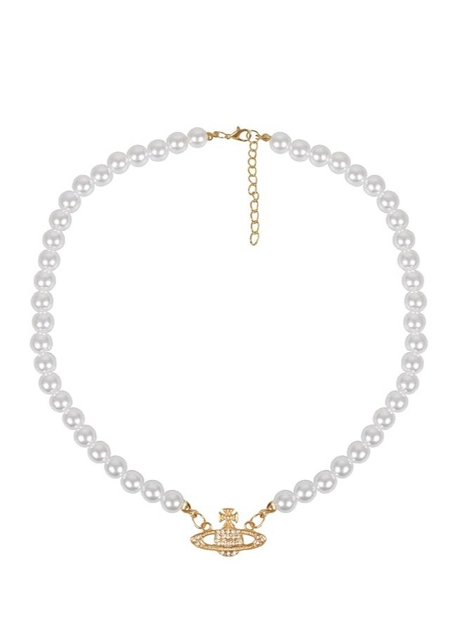 Vivienne Westwood Vivienne Westwood Pearl Saturn Short Necklace  - Image 1