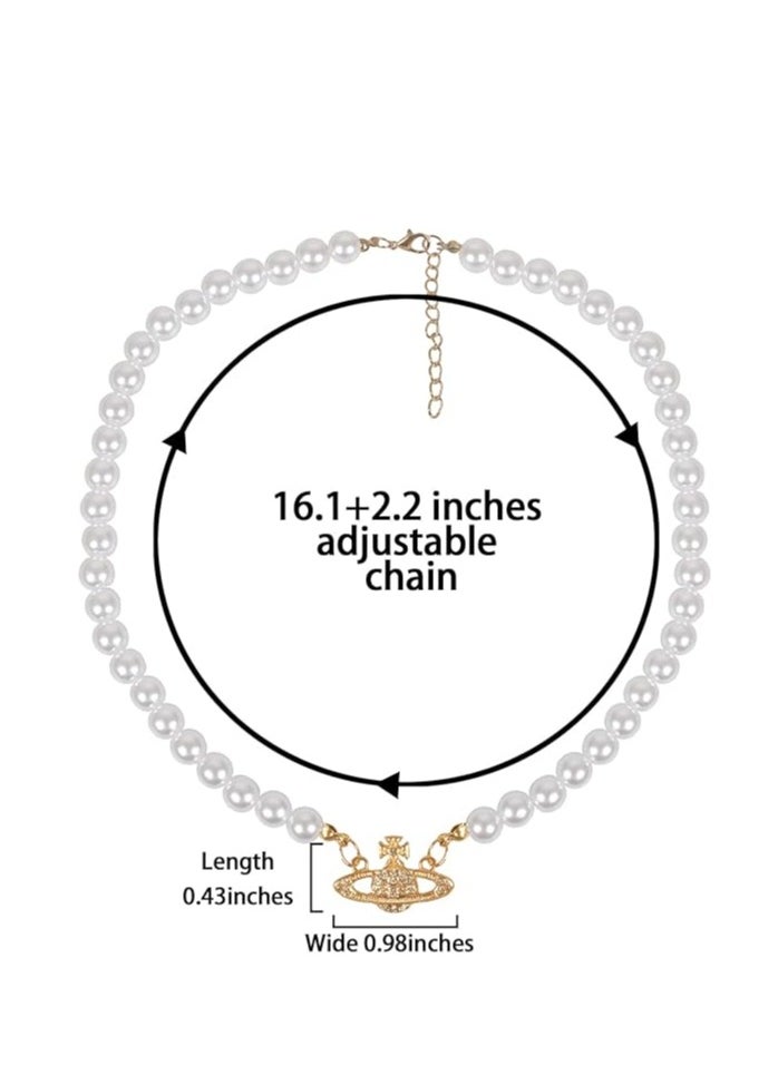 Vivienne Westwood Vivienne Westwood Pearl Saturn Short Necklace  - Image 2