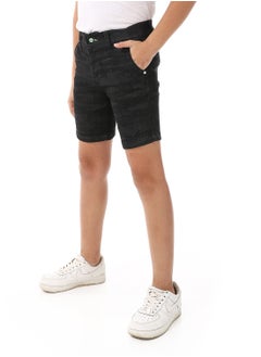 Andora Patterned Fly Zipper Button Boys Black Short  - Image 2
