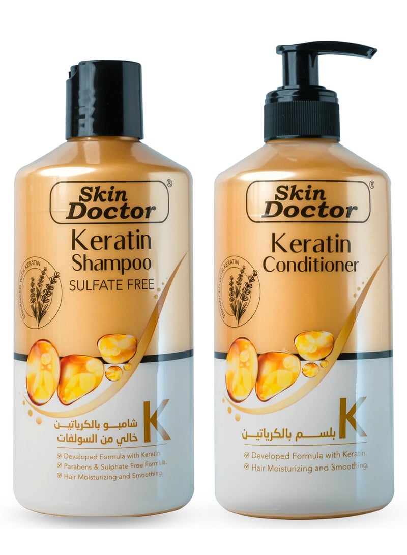 Skin Doctor Keratin Set - Shampoo And Conditioner Hair Treatment - Parabens And Sulphate Free - for Curly Wavy and Straight Hair - Product For Dry Damaged or Color Treated Hair - Moisturizing And Smoothing - ( 5  - Image 1