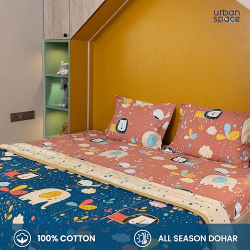 Urban Space 100% Cotton Malmal Double Bed Dohar, All Season Reversible Blanket, Soft, Lightweight and Breathable Ac Dohar/Quilt/Blanket/for Bed, Sofa AC Blanket (86 x 95 inch, Lion King Navy) - Image 5