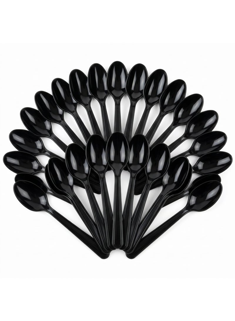 Star 150 Pcs Disposable Plastic Spoons, Heavyweight Durable Black Spoons - Image 2