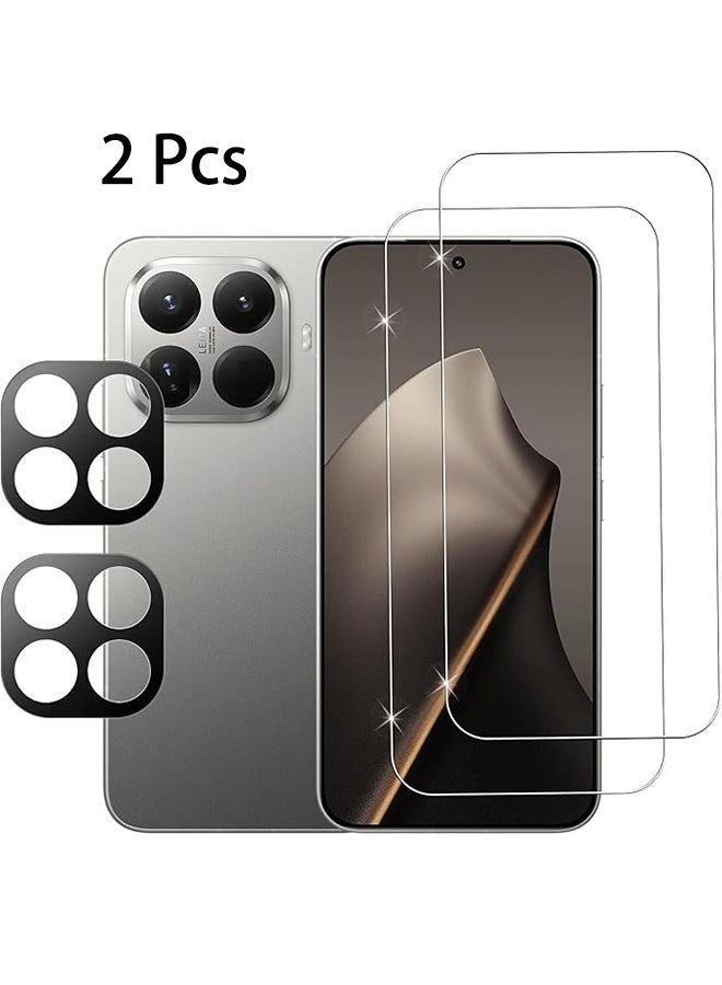 2 Pcs Xiaomi 15T Pro 5G Screen Protector, With 2 Pcs Camera Protective Film, 9H Tempered Glass Screen Protector for Xiaomi 15T Pro 5G, Full Coverage Bubble-Free Tempered Film, Anti-Scratch Film - Image 1