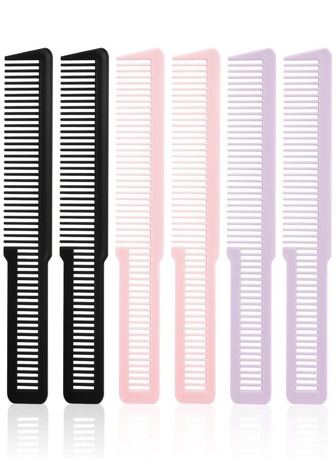 Psyqtsuary Hair Cutting Comb, 6 Pcs Barber Combs Professional Fine Tooth Clipper Comb Portable All Purpose Hair Styling Comb for Men Women Stylists Home Salon, 3 Colors (Black, Purple, Pink) - Image 1