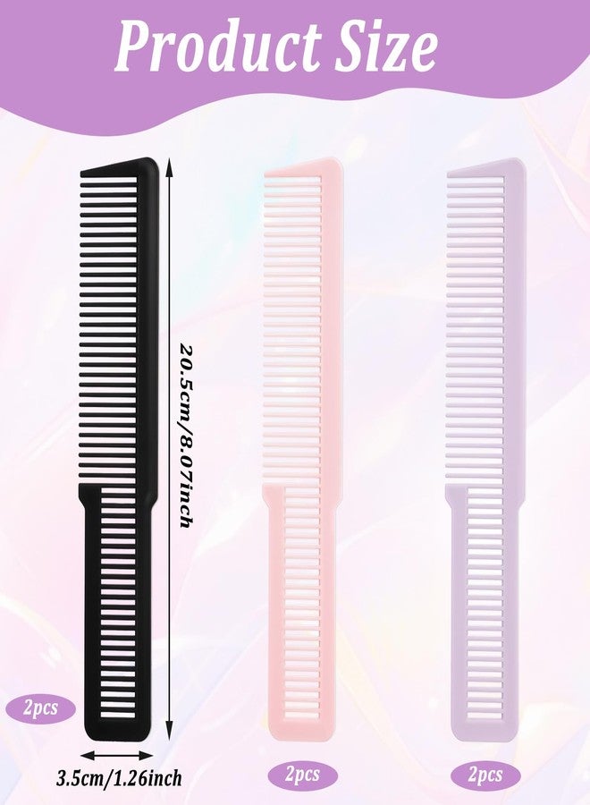 Psyqtsuary Hair Cutting Comb, 6 Pcs Barber Combs Professional Fine Tooth Clipper Comb Portable All Purpose Hair Styling Comb for Men Women Stylists Home Salon, 3 Colors (Black, Purple, Pink) - Image 2